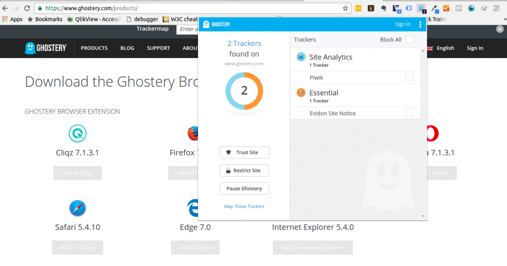 Ghostery Screenshot